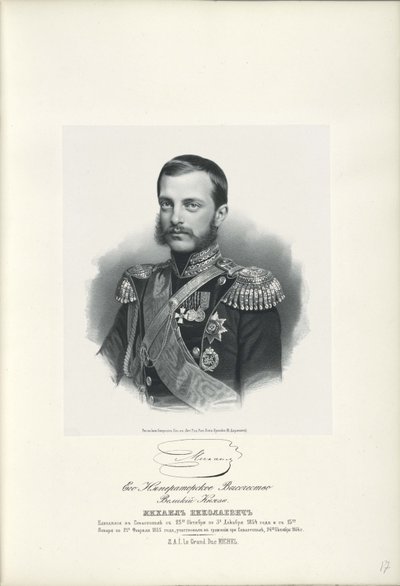 Ritratto del Granduca Michele Nikolaevich di Russia 1832-1909, 1858 da Unbekannt