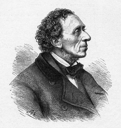 Ritratto di Hans Christian Andersen 1805-1875, c. 1850 da Unbekannt