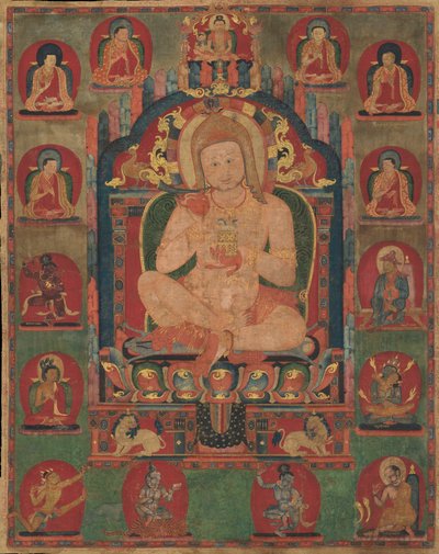 Ritratto di Jnanatapa Assistito da Lama e Mahasiddha, ca. 1350 da Unbekannt