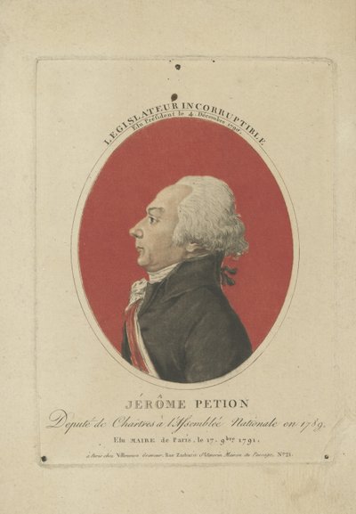 Ritratto di Jérôme Pétion de Villeneuve 1756-1794, c. 1800 da Unbekannt