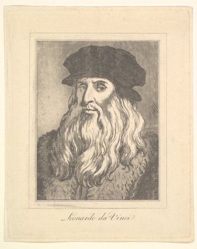 Ritratto di Leonardo da Vinci da Caricature di Leonardo da Vinci, da Disegni di Wi..., 1786 da Unbekannt