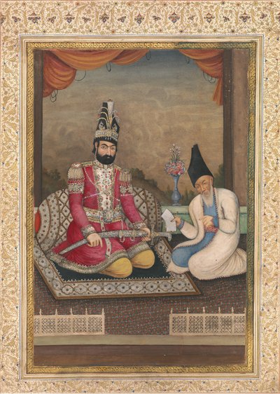 Ritratto di Muhammad Shah Qajar e del suo visir Haj Mirza Aghasi, secondo quarto XIX secolo da Unbekannt