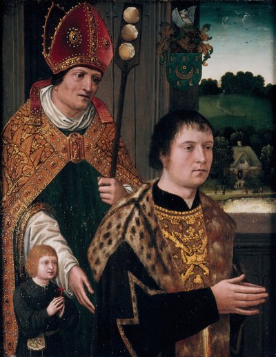 Ritratto di Nicholas Gaze e suo figlio e San Nicola da Unbekannt