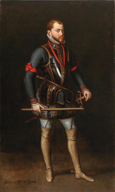 Ritratto di Filippo II 1527-1598, Re di Spagna, in armatura e con l