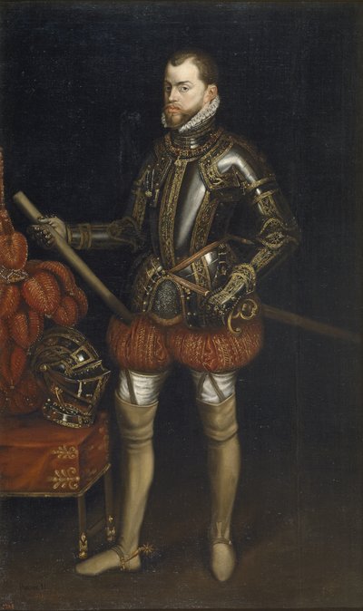 Ritratto di Filippo II 1527-1598 in armatura dalla battaglia di San Quintino, inizio XVII secolo da Unbekannt