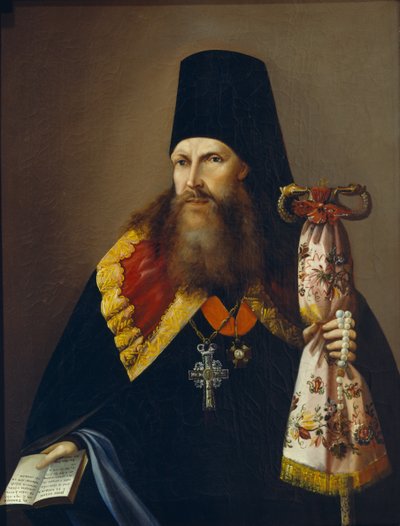 Ritratto di Varlaam Denisov, Arcivescovo degli Urali 1804-1873, metà del XIX secolo da Unbekannt