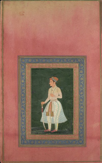 Ritratto di un nobile in costume bianco trasparente, foglio dall