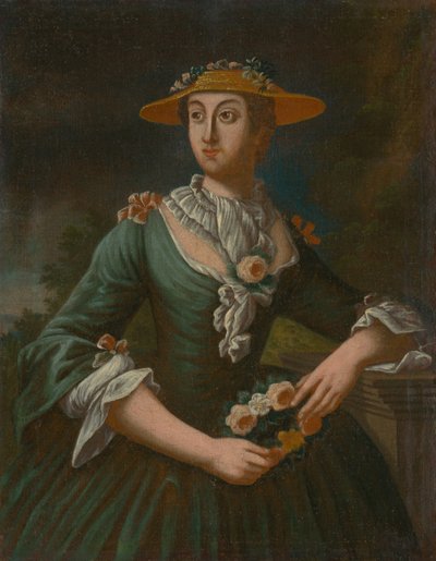 Ritratto di una donna con cappello con fiori da Unbekannt