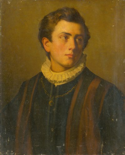 Ritratto di un giovane con colletto bianco inamidato da Unbekannt