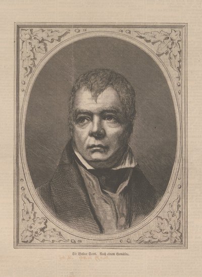 Ritratto del romanziere storico e poeta Sir Walter Scott 1771-1832, 1871 da Unbekannt