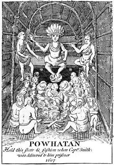 Powhatan in stato, 1607 c1880 da Unbekannt