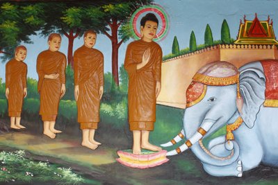 Monastero di Preah Prom Rath, Vita del Buddha, Un elefante selvaggio domato dalla Gentilezza Amorevole, Siem Reap, Cambogia da Unbekannt