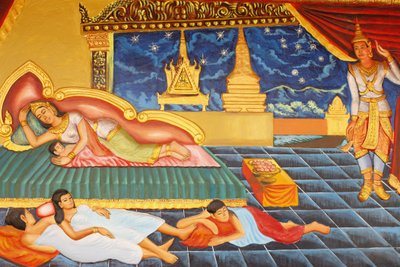 Monastero di Preah Prom Rath Vita del Buddha Per un periodo il Principe tornò alla vita di palazzo, ma non ne trasse piacere Nemmeno la notizia che sua moglie Yasodhara aveva dato alla luce un figlio lo soddisfò Il bambino fu chiamato Rahula, Siem Reap, Ca da Unbekannt