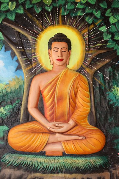 Monastero di Preah Prom Rath. Vita del Buddha. Meditazione su un fiore di loto. Siem Reap, Cambogia da Unbekannt
