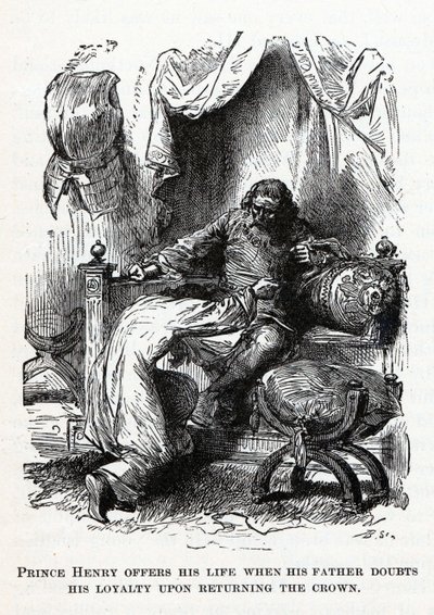 Il principe Enrico offre la sua vita quando suo padre dubita della sua lealtà restituendo la corona, 1882 da Unbekannt