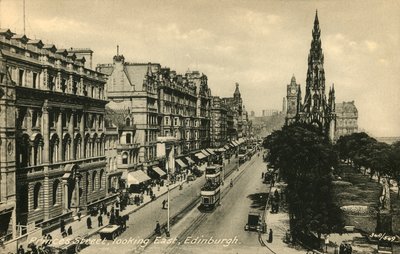Princes Street guardando a est, Edimburgo, c. 1920 da Unbekannt