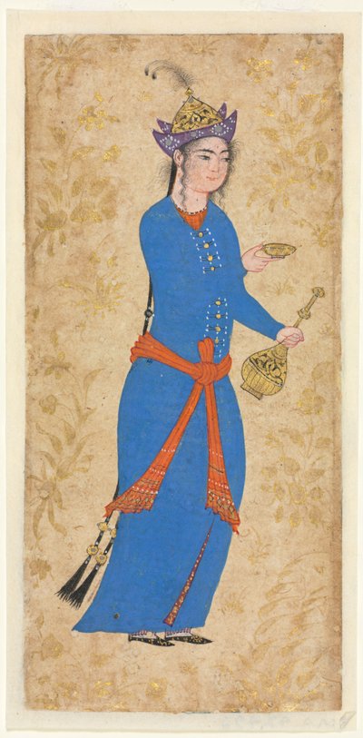 Principessa con bottiglia di vino e coppa, recto, c. 1550-1600 da Unbekannt