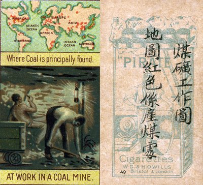 Principali aree di estrazione del carbone, dalla serie di carte da sigaretta 