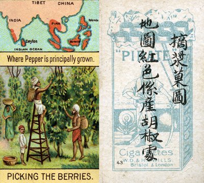 Principali aree di produzione del pepe, dalla serie di carte da sigaretta 