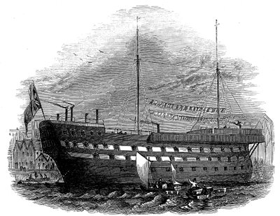 Prigione galleggiante Warrior a Woolwich, Londra da Unbekannt