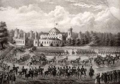 Processione dello zar Nicola I nella Cattedrale della Dormizione dal Palazzo Petrovsky durante la sua incoronazione nel 1825, 1826 da Unbekannt