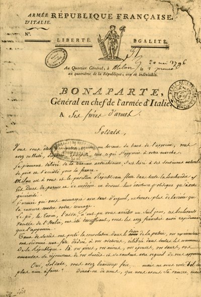 Proclamazione di Napoleone ai suoi fratelli d