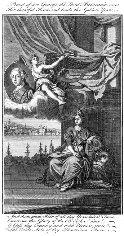 Orgogliosa del suo Giorgio III, Britannia alza la testa allegra e guida gli anni d