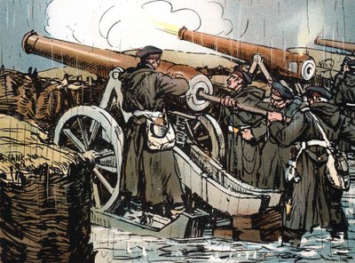 Batteria di artiglieria prussiana in azione, Guerra franco-prussiana, 1870-1871 da Unbekannt