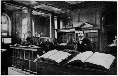 Sala di ricerca pubblica al Registro delle Successioni, Somerset House, Londra, c1901 da Unbekannt