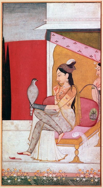 Illustrazione punjabi di una signora con un falco da Unbekannt