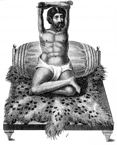 Purana Puri, Filosofo Indù, con le braccia sollevate sopra la testa, 1811 da Unbekannt