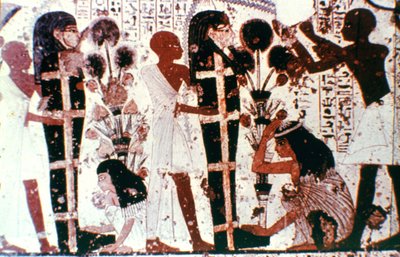 Purificazione delle Mummie, dettaglio da un dipinto murale del tempio, Tebe, Egitto da Unbekannt