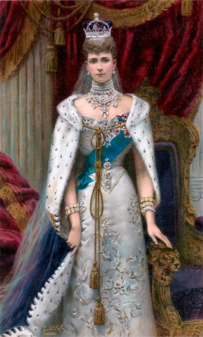 Regina Alessandra in abiti da incoronazione, 1902 da Unbekannt