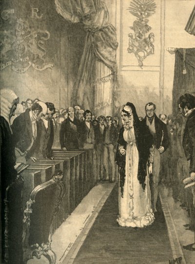 La regina Carolina entra nella Camera dei Lord durante il suo processo, Westminster, Londra, 1820 c1890 da Unbekannt