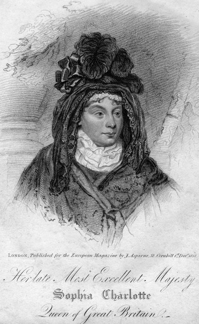 Regina Carlotta, regina consorte di Giorgio III del Regno Unito, 1818 da Unbekannt