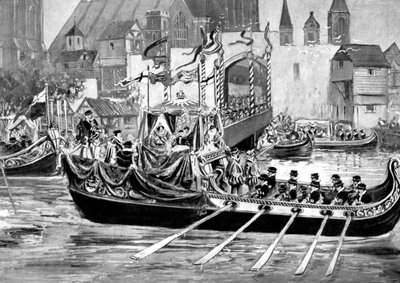 Processione di incoronazione fluviale della regina Elisabetta, Londra, 1558 da Unbekannt
