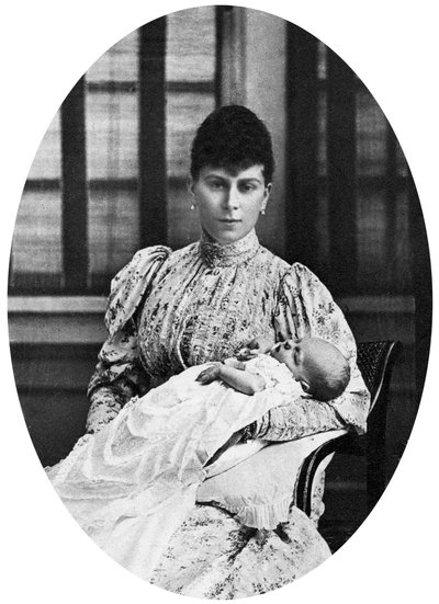 Regina Maria con il futuro re Edoardo VIII, c1894 da Unbekannt