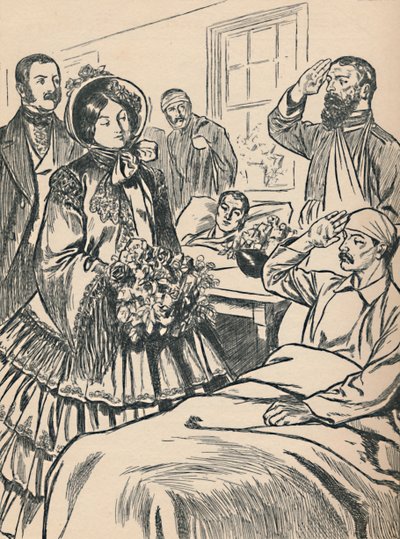 La Regina Vittoria visita i suoi soldati feriti, c1907 da Unbekannt