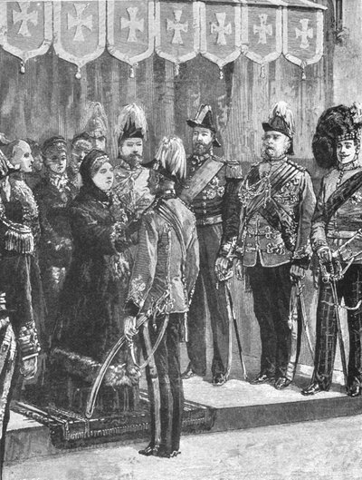 La regina Vittoria che decora gli ufficiali...a Windsor, 8 dicembre 1879, 1901 da Unbekannt