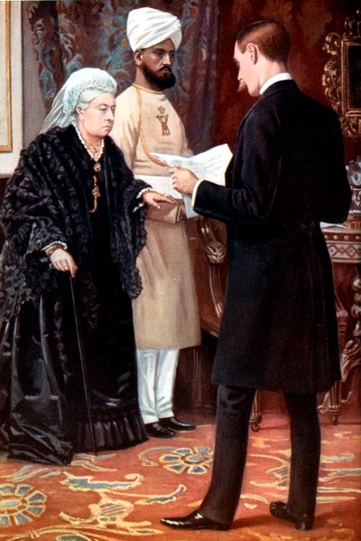 La regina Vittoria ascolta un dispaccio dalla prima linea durante la guerra boera, 1899-1901 da Unbekannt