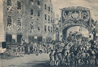 Ingresso della Regina Vittoria nella città sulla sua strada verso la Guildhall, 9 novembre 1837, 1948 da Unbekannt