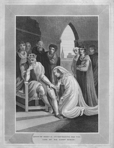 La Regina di Riccardo II intercede per la vita di Sir Simon Burley, 1838 da Unbekannt