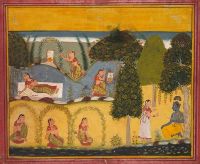 Radha in attesa di riconciliazione con Krishna, da un Gita Govinda di Jayadeva, c. 1680 da Unbekannt