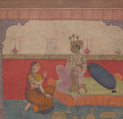 Radha parla a Krishna: Pagina dal Boston Rasikapriya Lovers Breviary, ca. 1610 da Unbekannt
