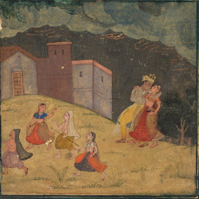Radha e Krishna sorpresi in una tempesta, c.1615-1620 da Unbekannt