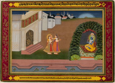 La confidente di Radha la porta da Krishna, c. 1790-1800 da Unbekannt