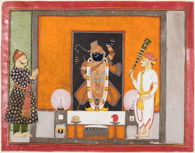 Raja Ram Singh adora Krishna come Brij Nathji lo sposo, c. 1820 da Unbekannt