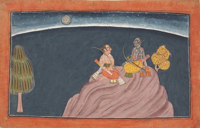 Rama e Lakshmana sul Monte Pavarasana: Foglio dalla serie Shangri Ramayana, c1690-1710 da Unbekannt