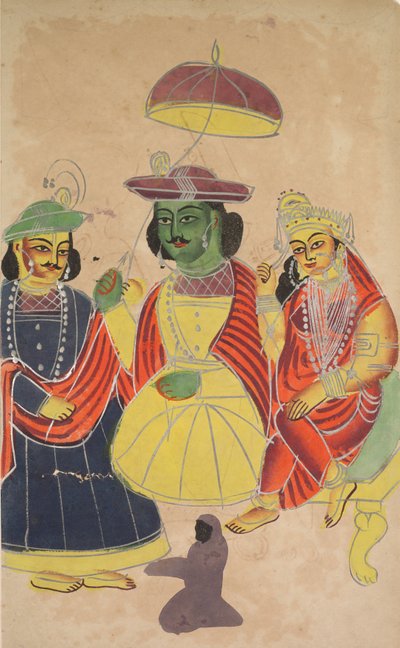 Rama e Sita in trono con Lakshmana e Hanuman presenti da Unbekannt