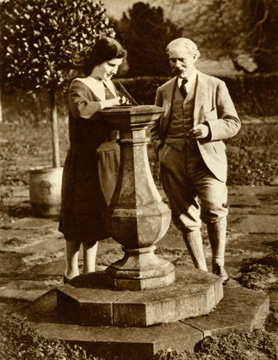 Ramsay MacDonald, primo ministro laburista, a Chequers con sua figlia da Unbekannt